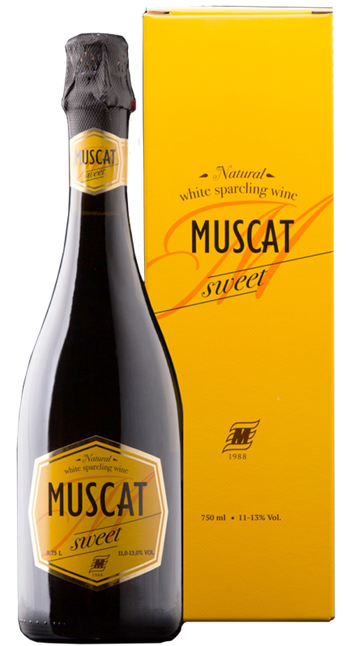Вино игристое "MUSCAT" белое, сладкое (в подарочной упаковке), 0,75 л.