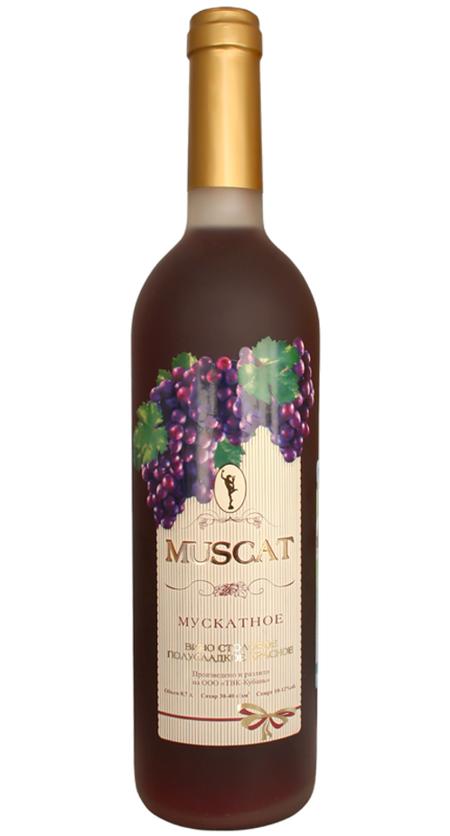 Вино "MUSCAT" мускатное красное, полусладкое, столовое, 0,7 л.